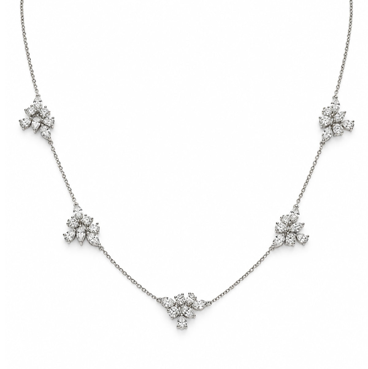 Diamond Floral Cluster Necklace