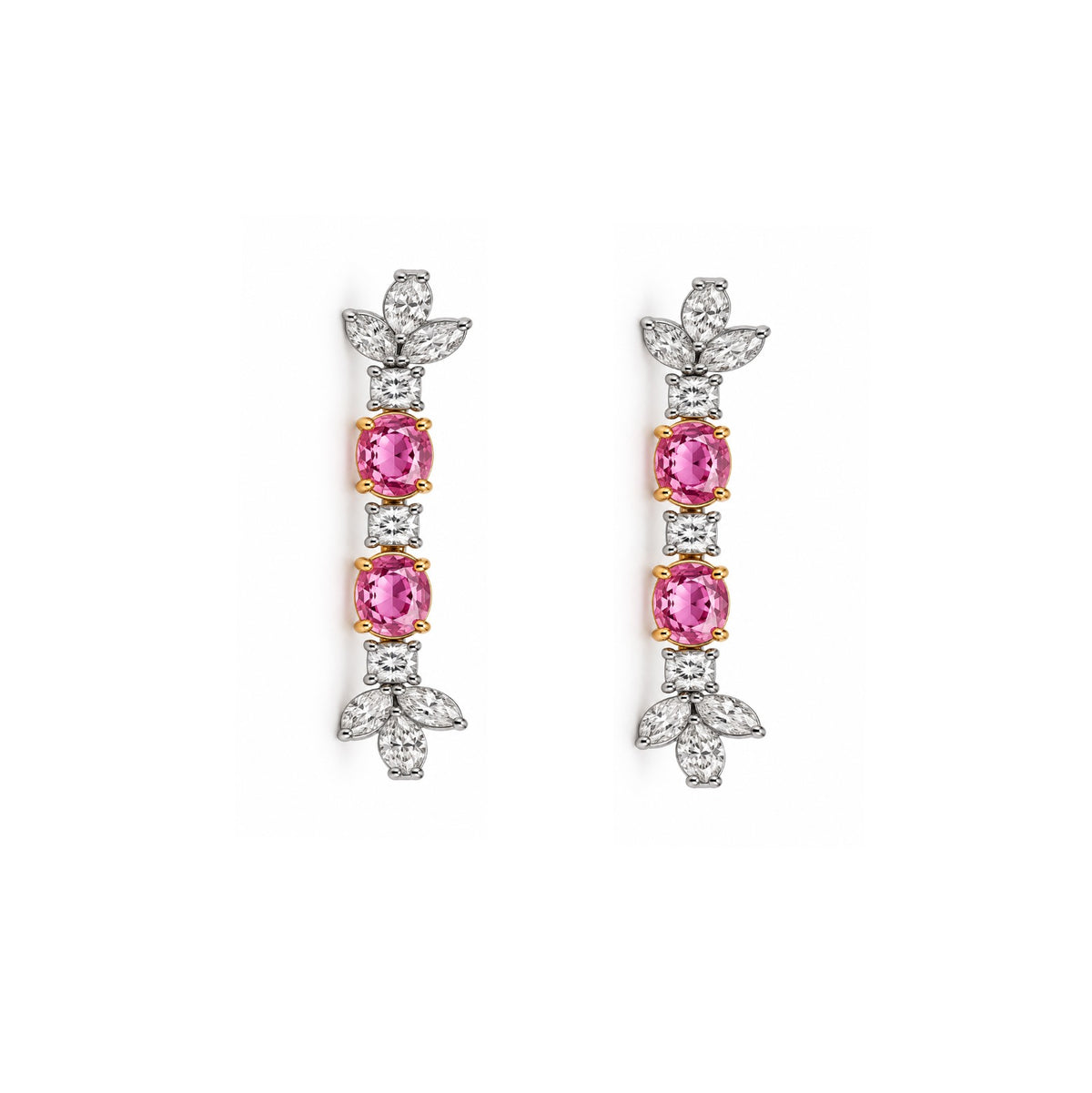 Pink Crystal Floral Drop Earrings
