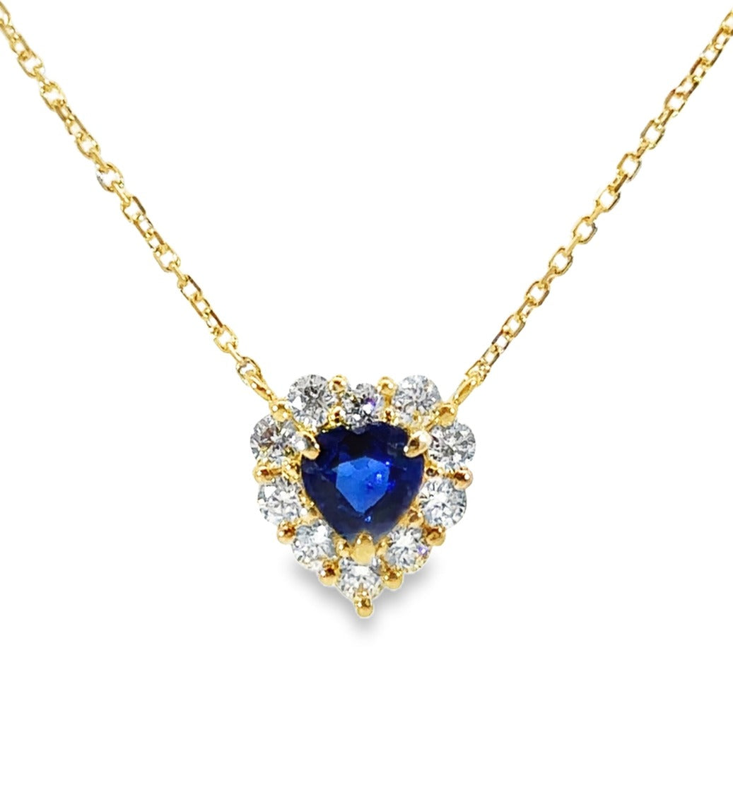 Blue Sapphire Heart Diamond Necklace