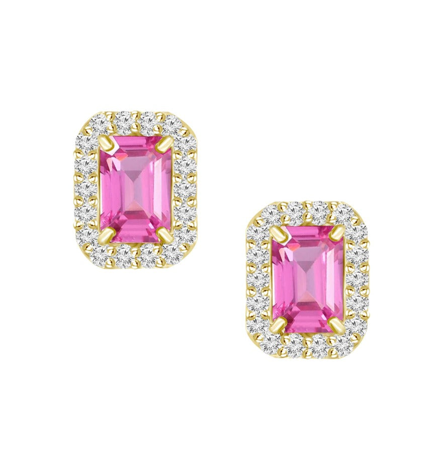 Pink Sapphire Gold and Diamond Earrings