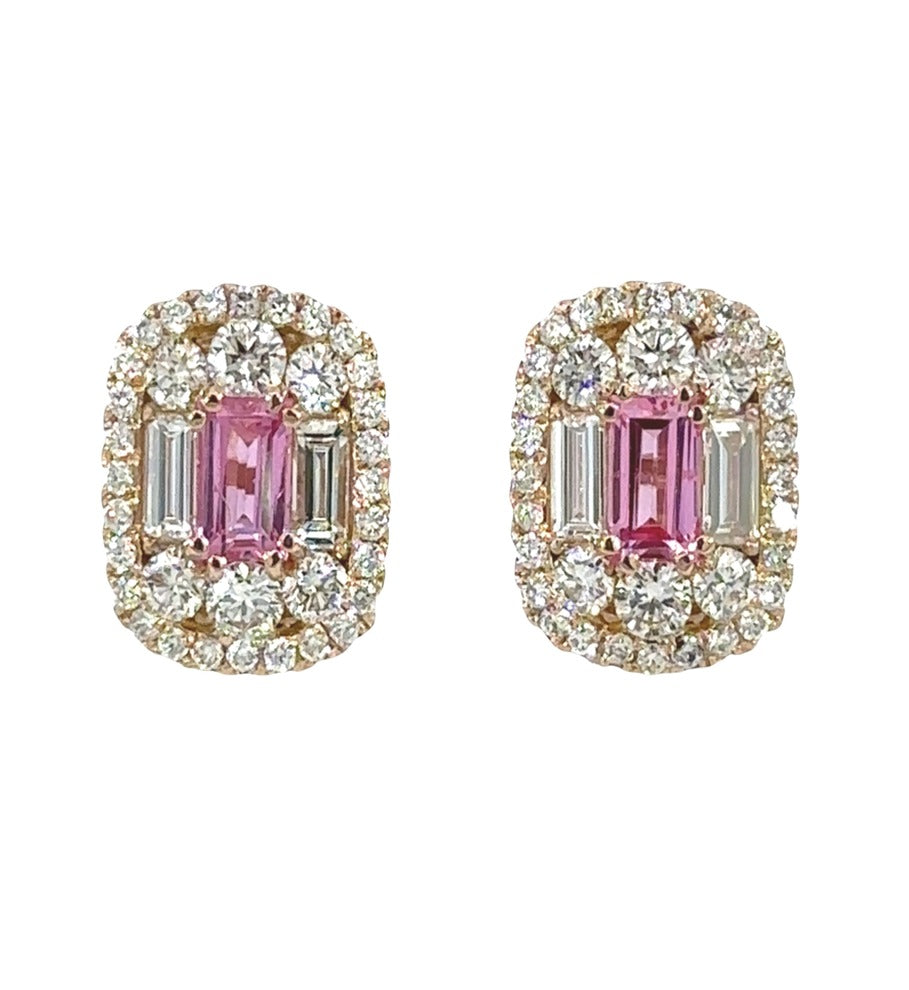 Pink Sapphire Diamond Earrings
