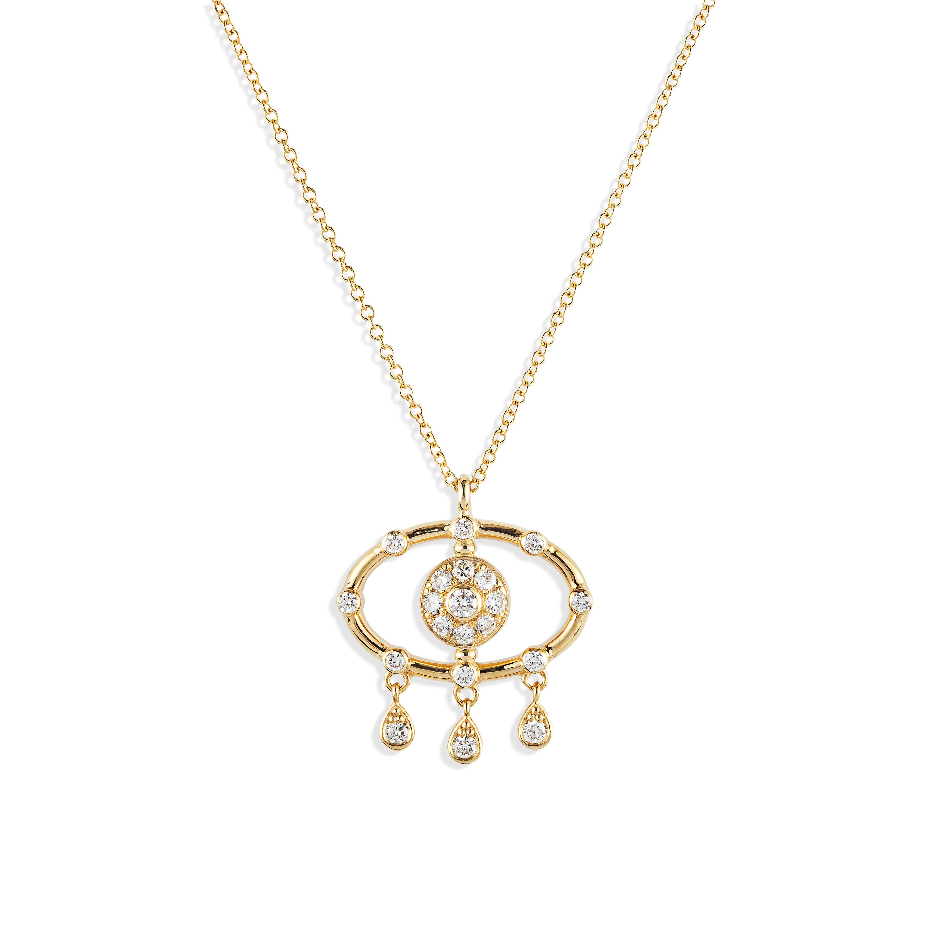 Eye Shape Gold & Diamond Necklace
