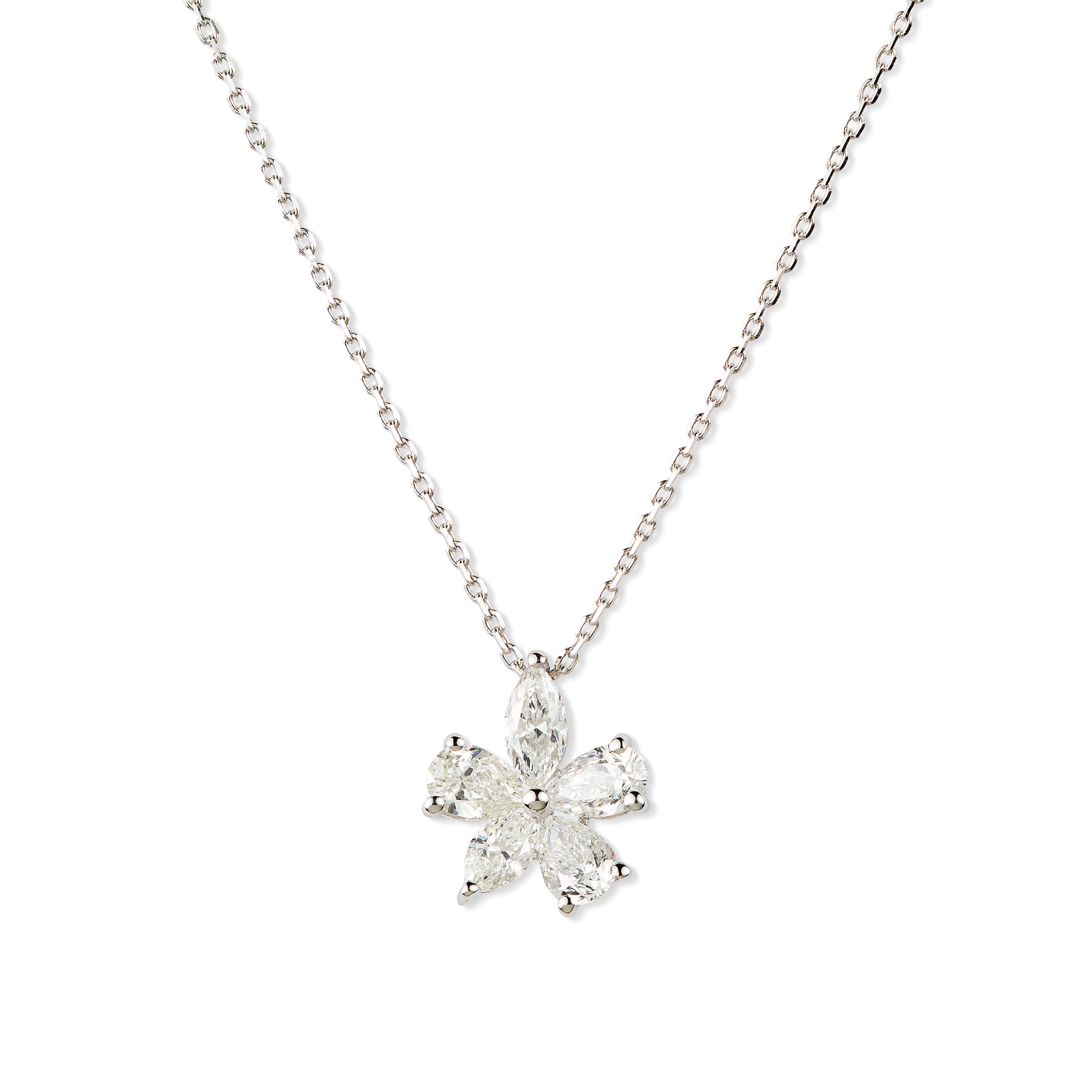 Floral Diamond Necklace(Pear & Marquise)