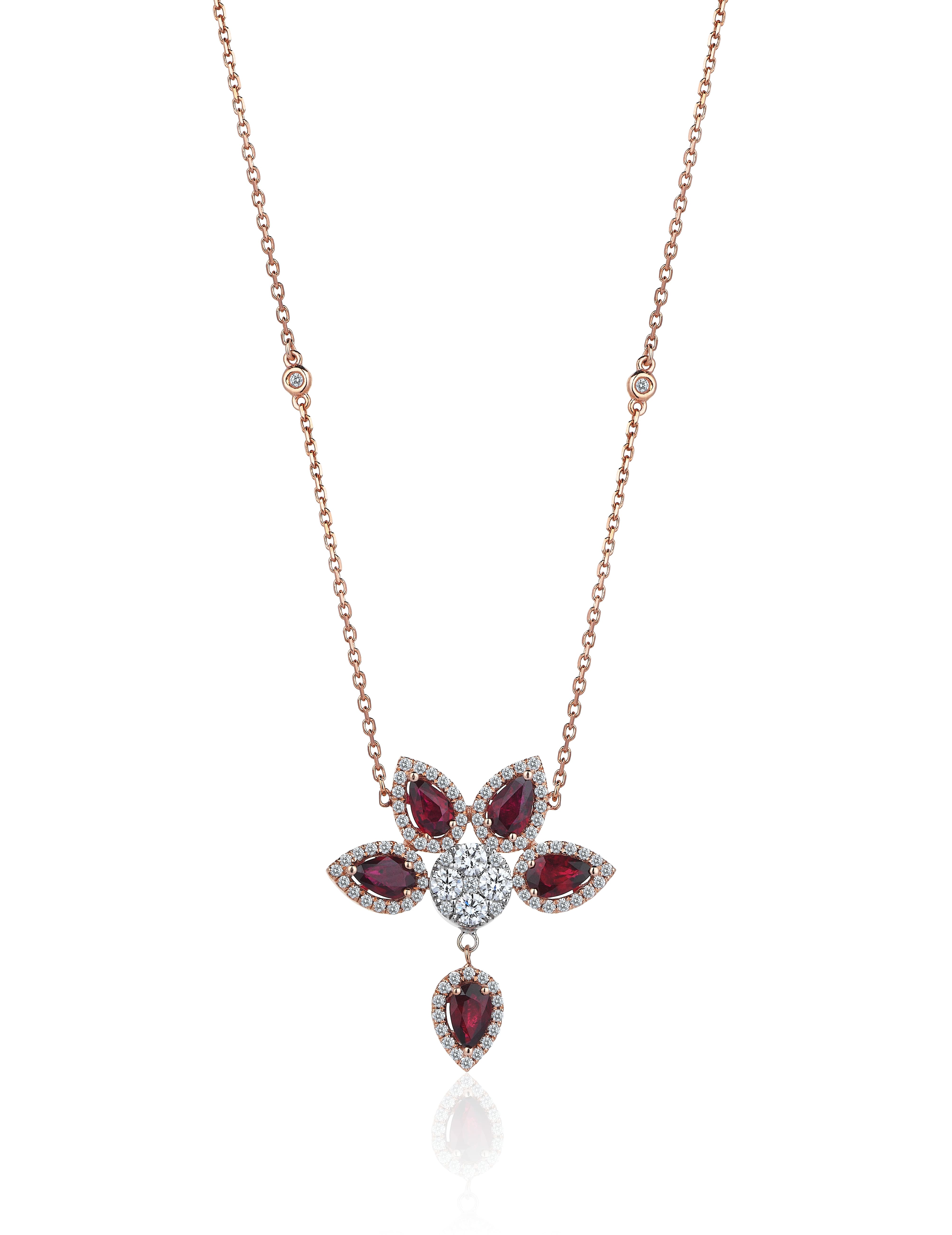 ROSE GOLD DIAMOND RUBY DROP NECKLACE