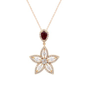 Ruby And Diamond Flower Necklace