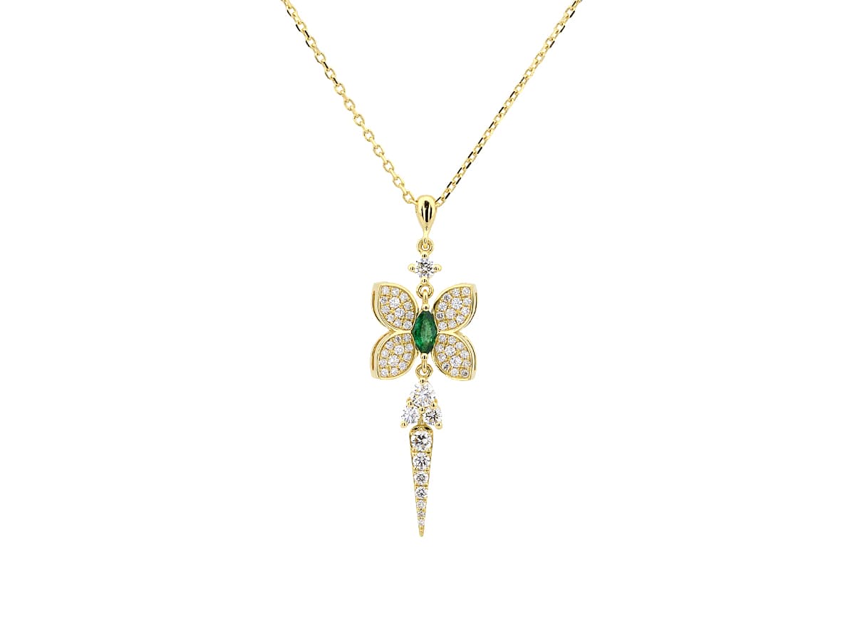 Butterfly Necklace with Emerald & Diamonds- Fiore