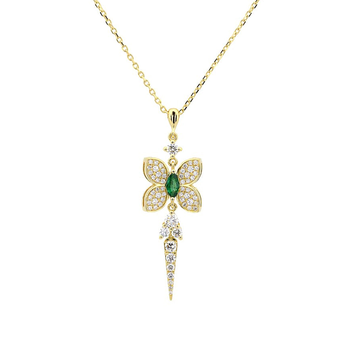 Butterfly Necklace with Emerald & Diamonds- Fiore