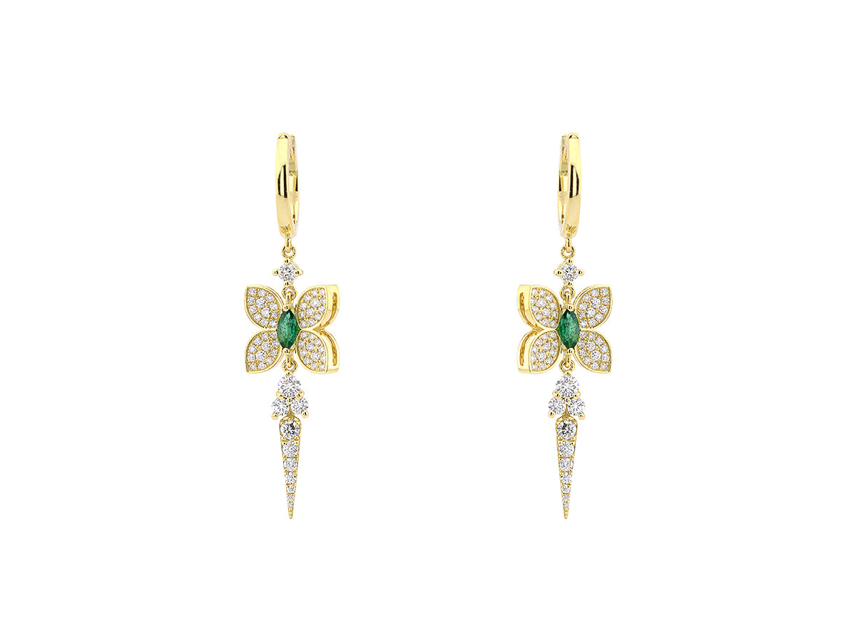 Butterfly Earrings with Emerald & Diamonds- Fiore