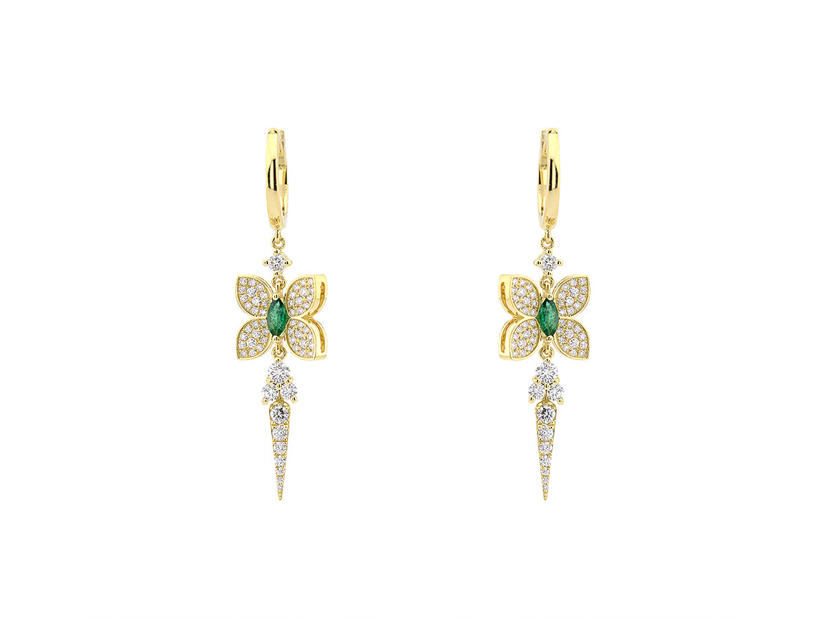 Butterfly Earrings with Emerald & Diamonds- Fiore