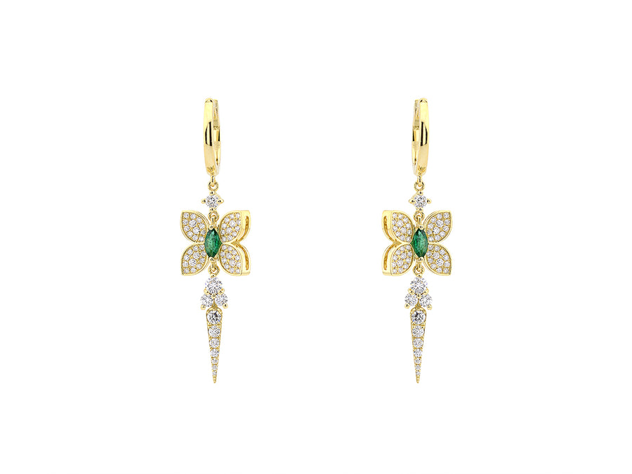 Butterfly Earrings with Emerald & Diamonds- Fiore