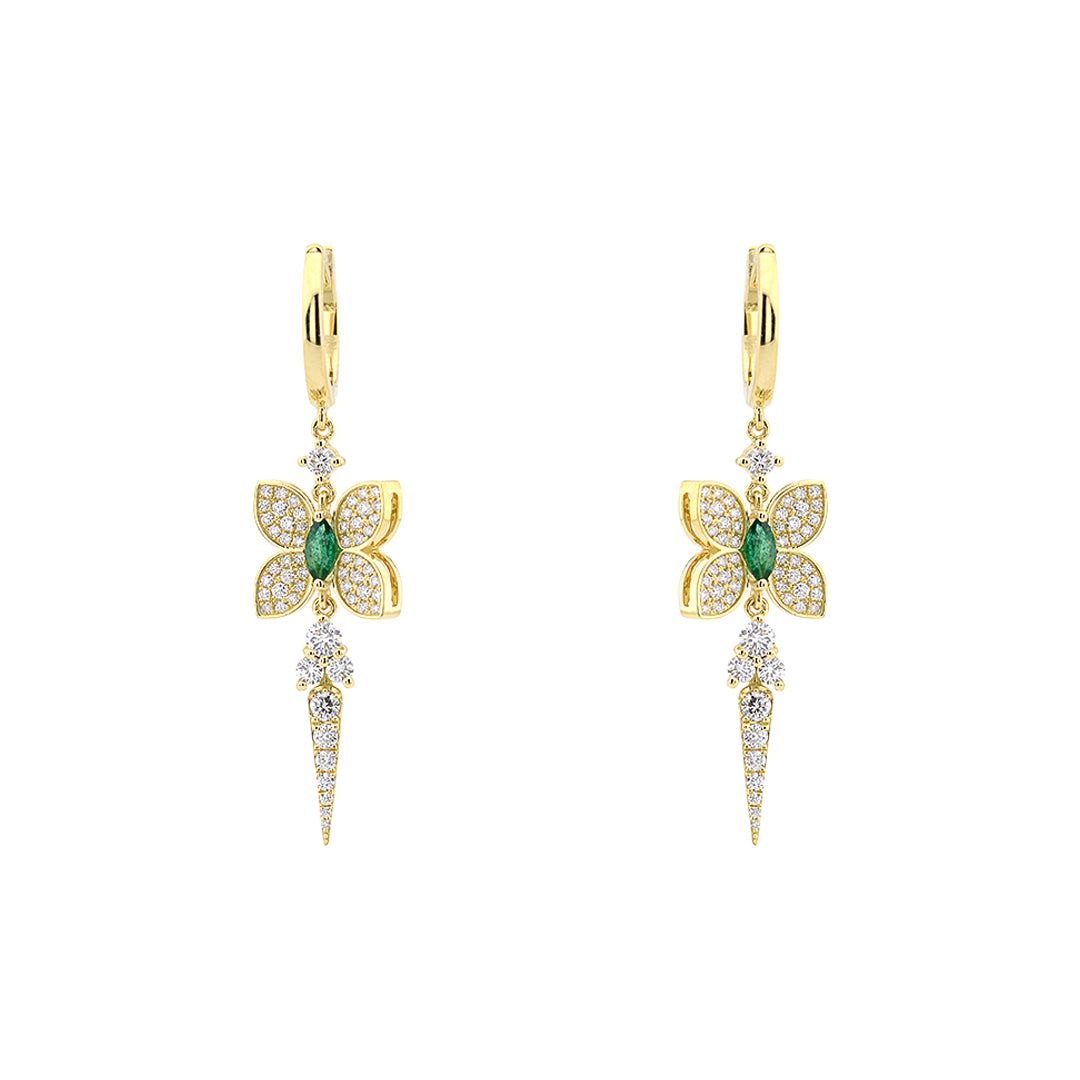 Butterfly Earrings with Emerald & Diamonds- Fiore