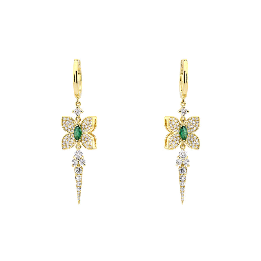 Butterfly Earrings with Emerald & Diamonds- Fiore