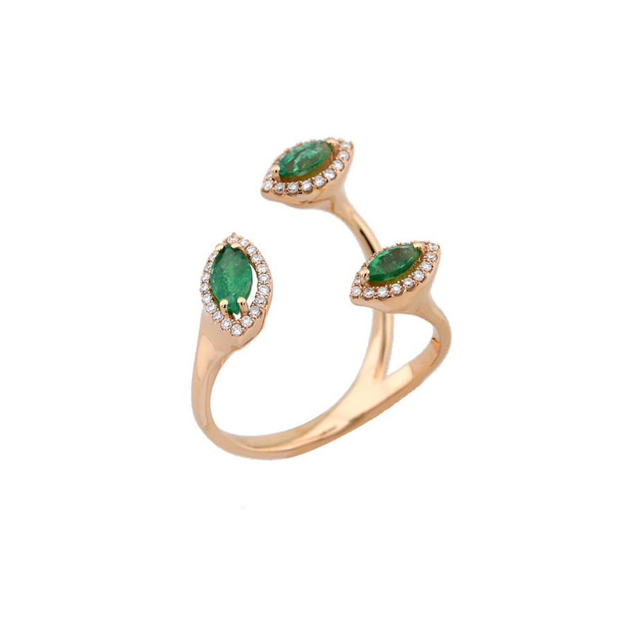 Emerald & Diamond Open-Ended Ring