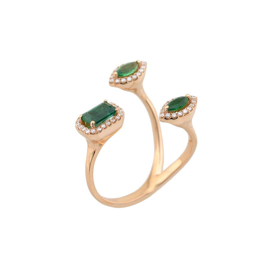 Emerald & Diamond Open Ring