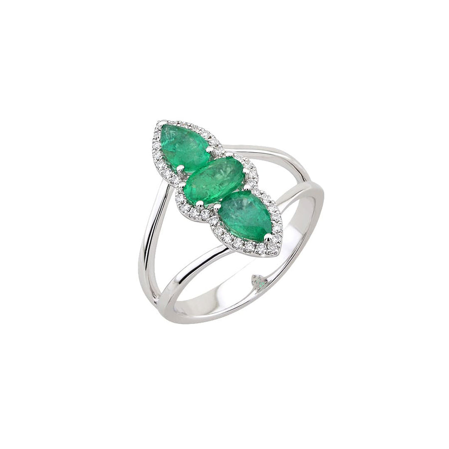 Emerald & Diamond White Gold Ring