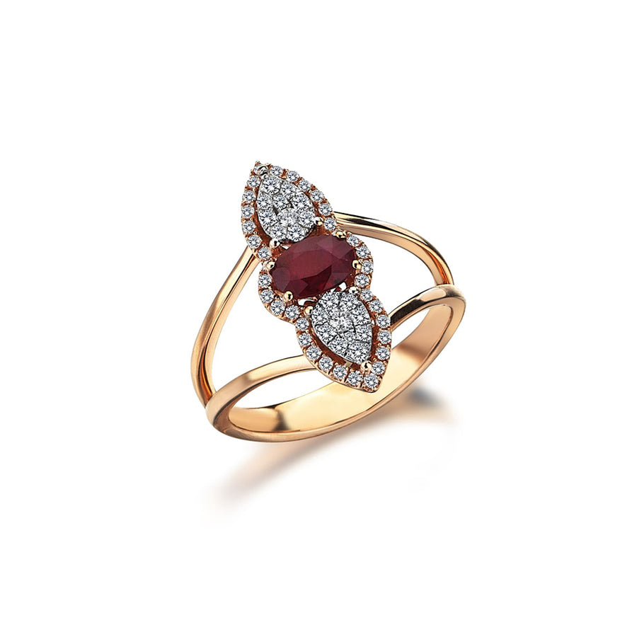 ROSEGOLD RUBY & DIAMOND RING