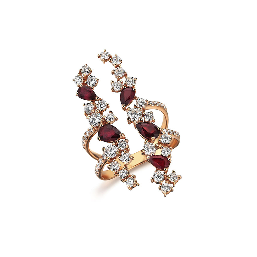 ROSEGOLD DIAMOND & GARNET RING