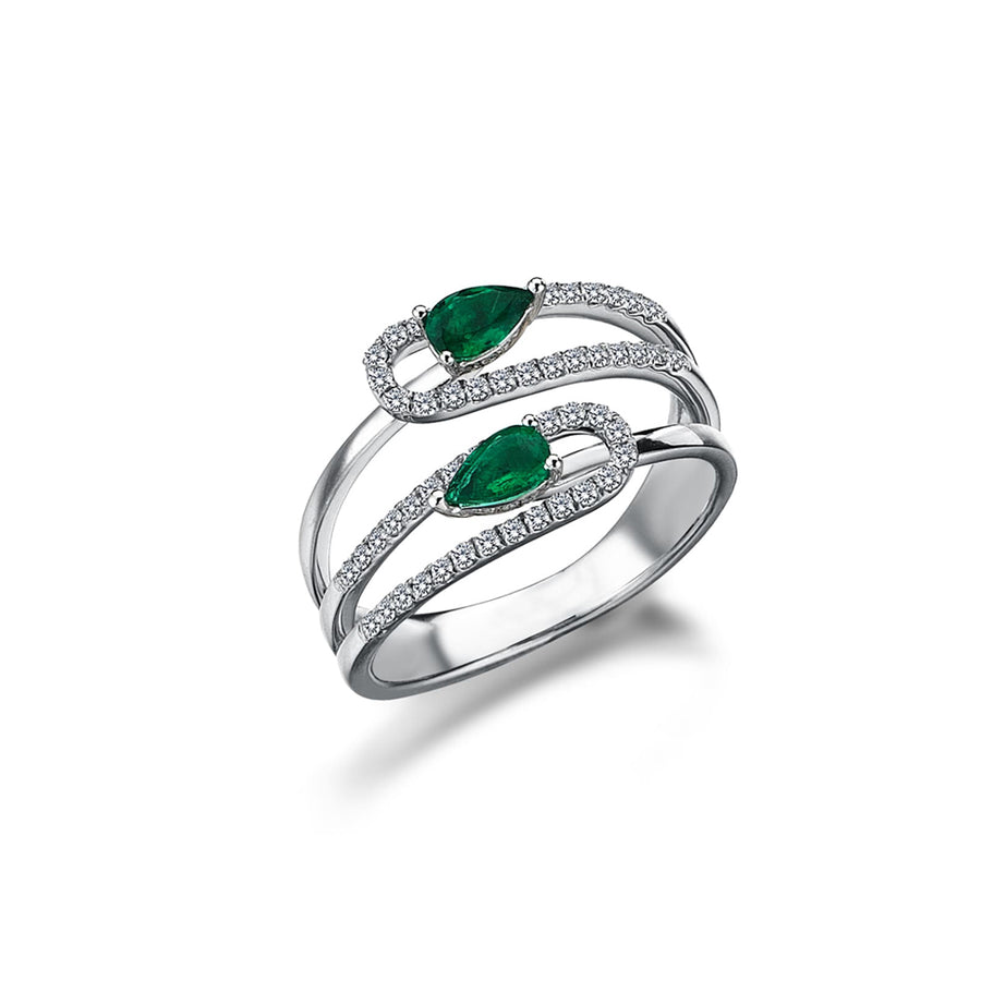 EMERALD & DIAMOND PETAL RING