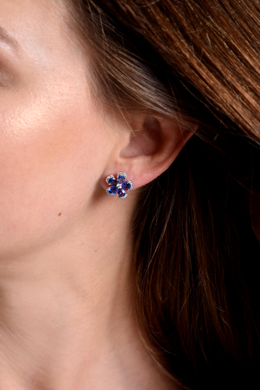 Blue Saphhire Diamond Earrings