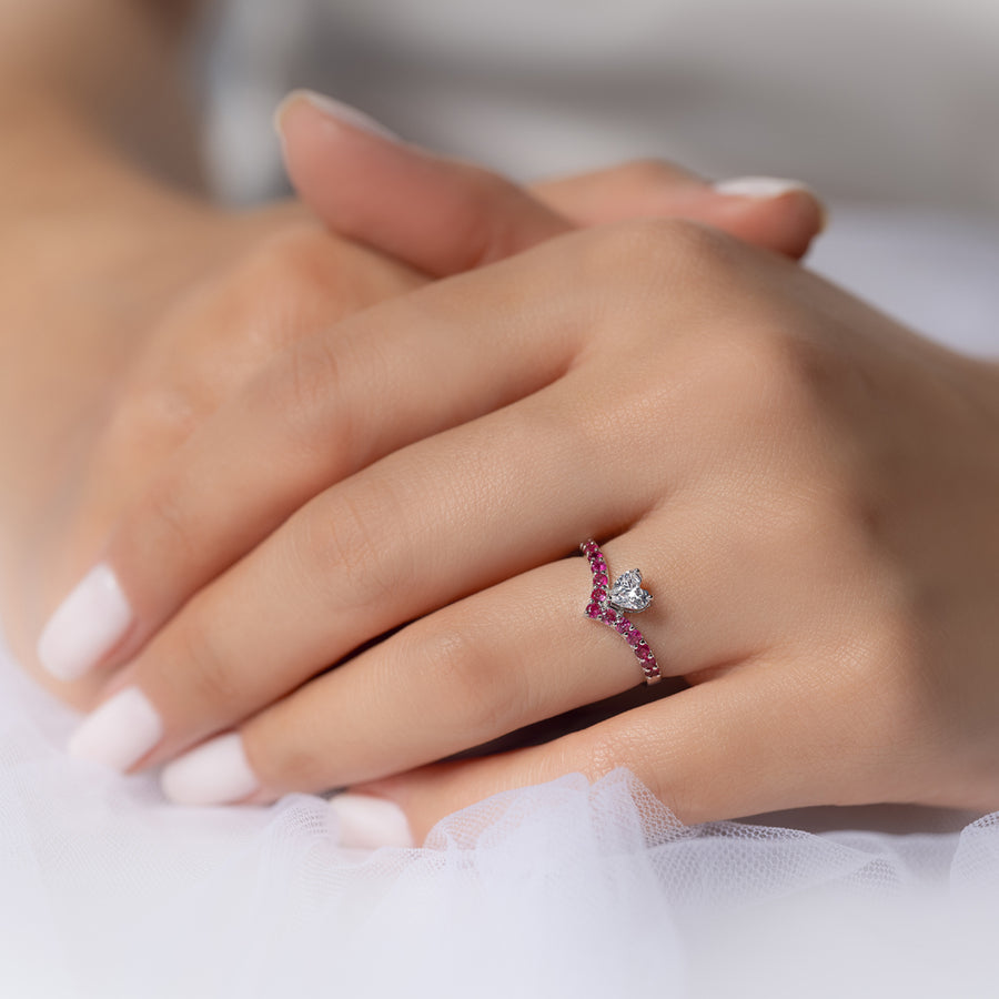 Ruby Midi Rings (Heart-Shaped Diamond)