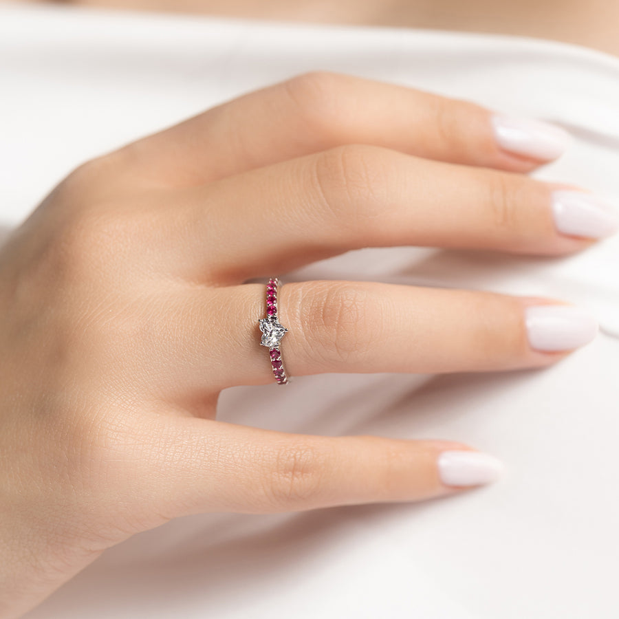 Ruby Midi-Rings (Heart Shape Diamond)