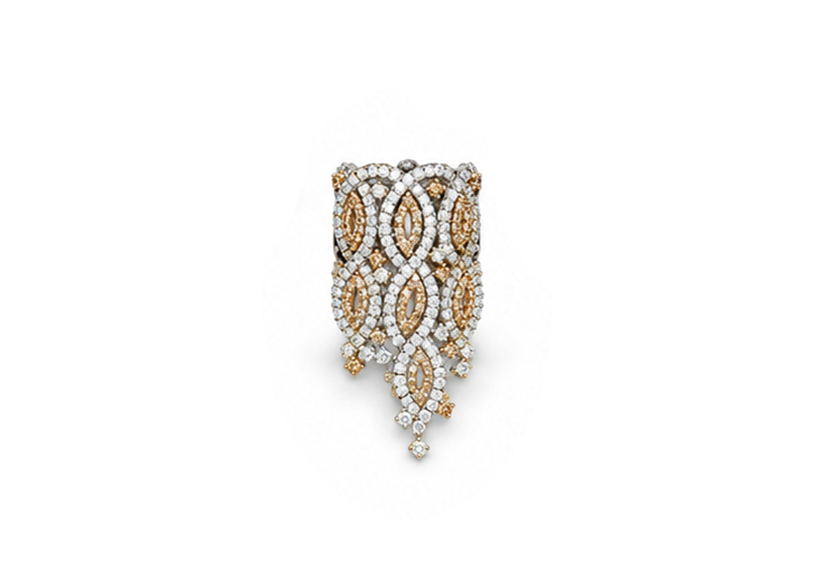 Champagne & White Diamond Ribbon Necklace