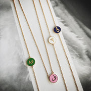 Bil Arabi Mina — Rose Gold Round Enamel Letter Bracelet
