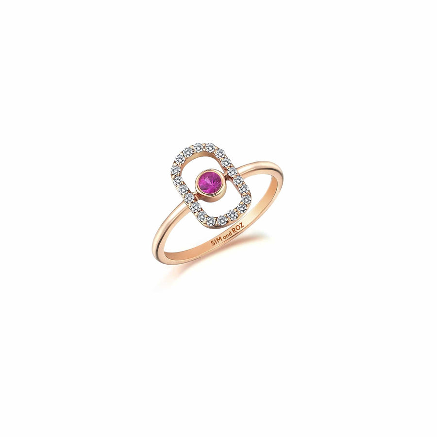 Sim & Roz Rose Gold Orb Ring With Pink Sapphires