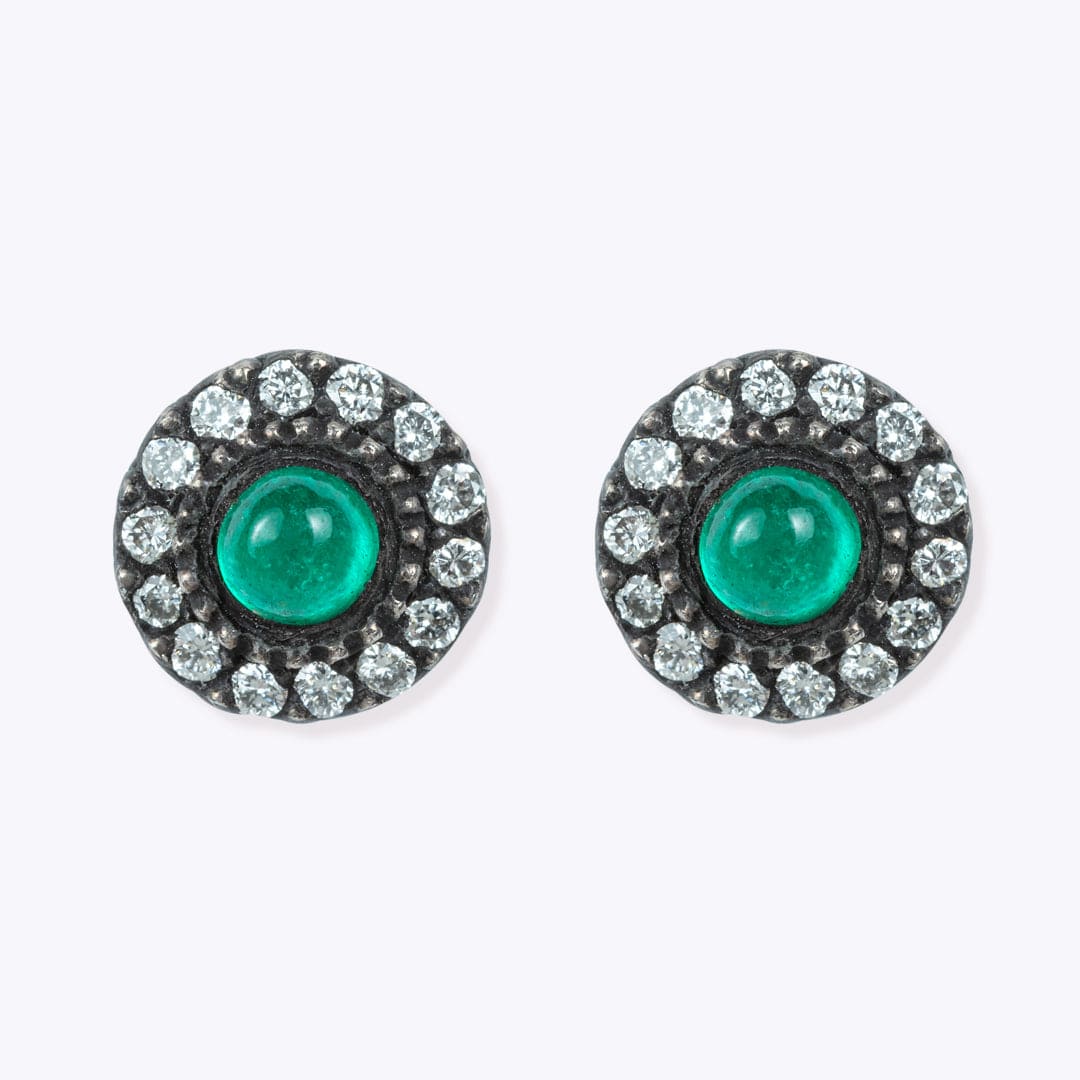 Diamond with Green Sapphire Stud Earrings - M.Fitaihi