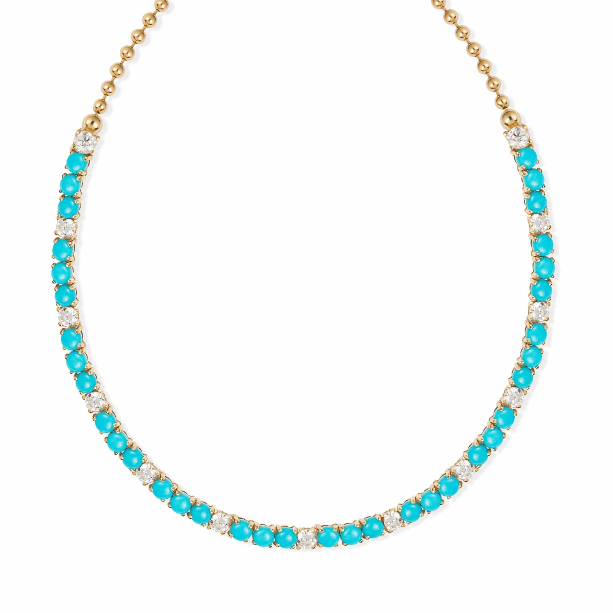 Diamonds And Turquoise Choker - M.Fitaihi