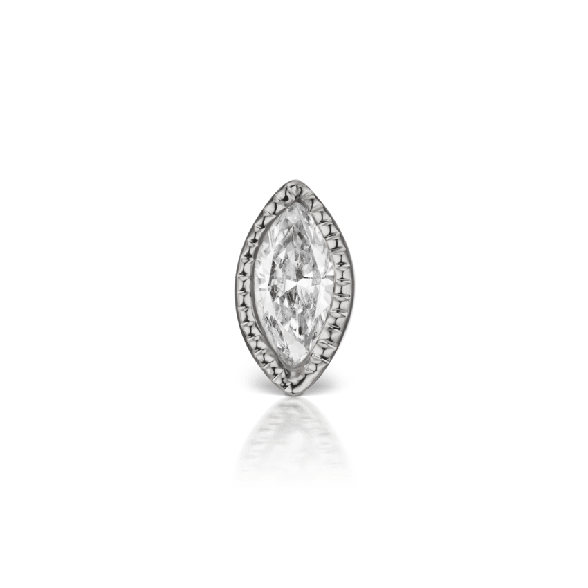 Maria Tash White Gold Scalloped Marquise Diamond Threaded Ear Stud - M.Fitaihi