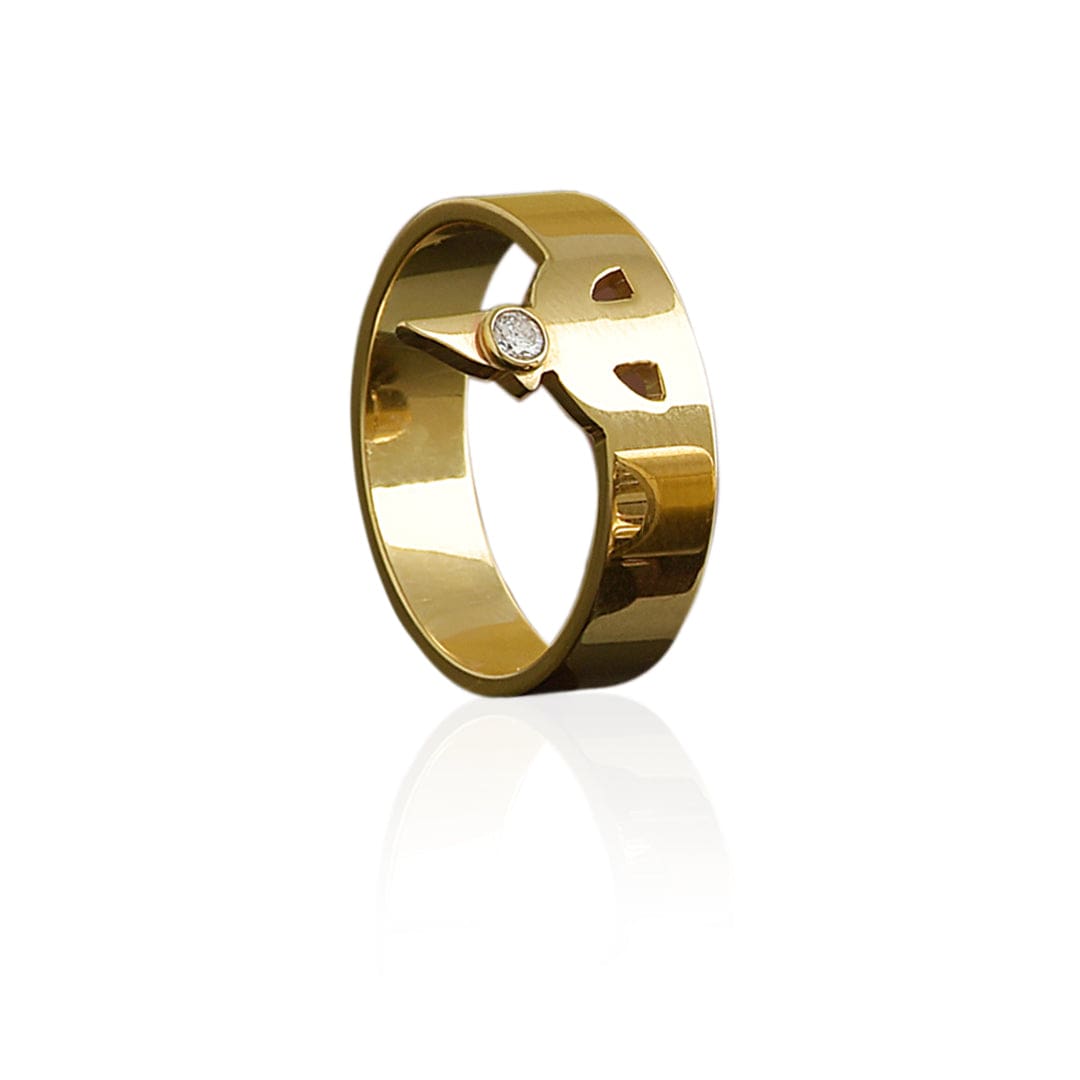 M.Fitaihi Alif - Gold Letter "Haa" Ring With Diamond - M.Fitaihi
