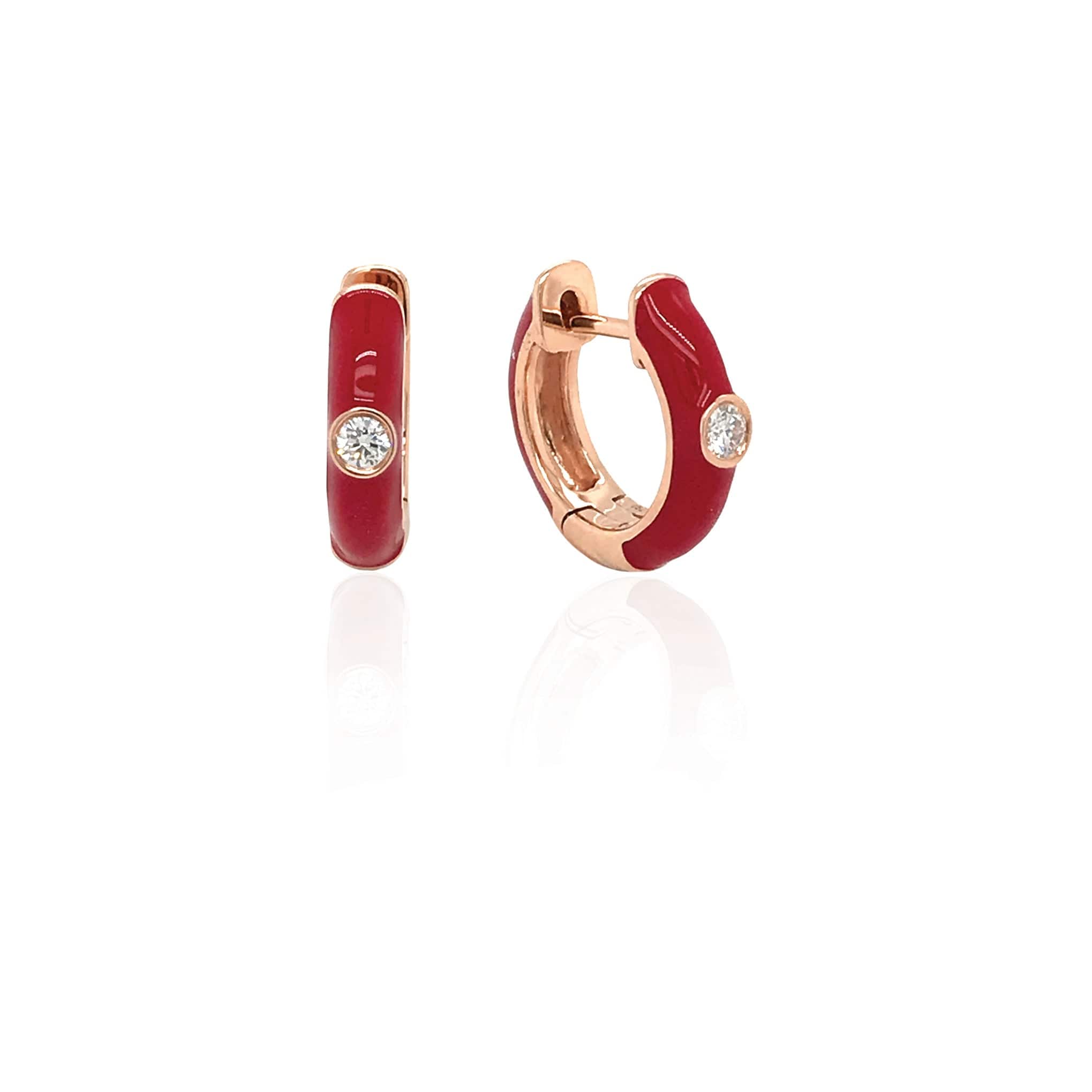 M.Fitaihi Candy - Gold Light Red Earrings With Diamond - M.Fitaihi