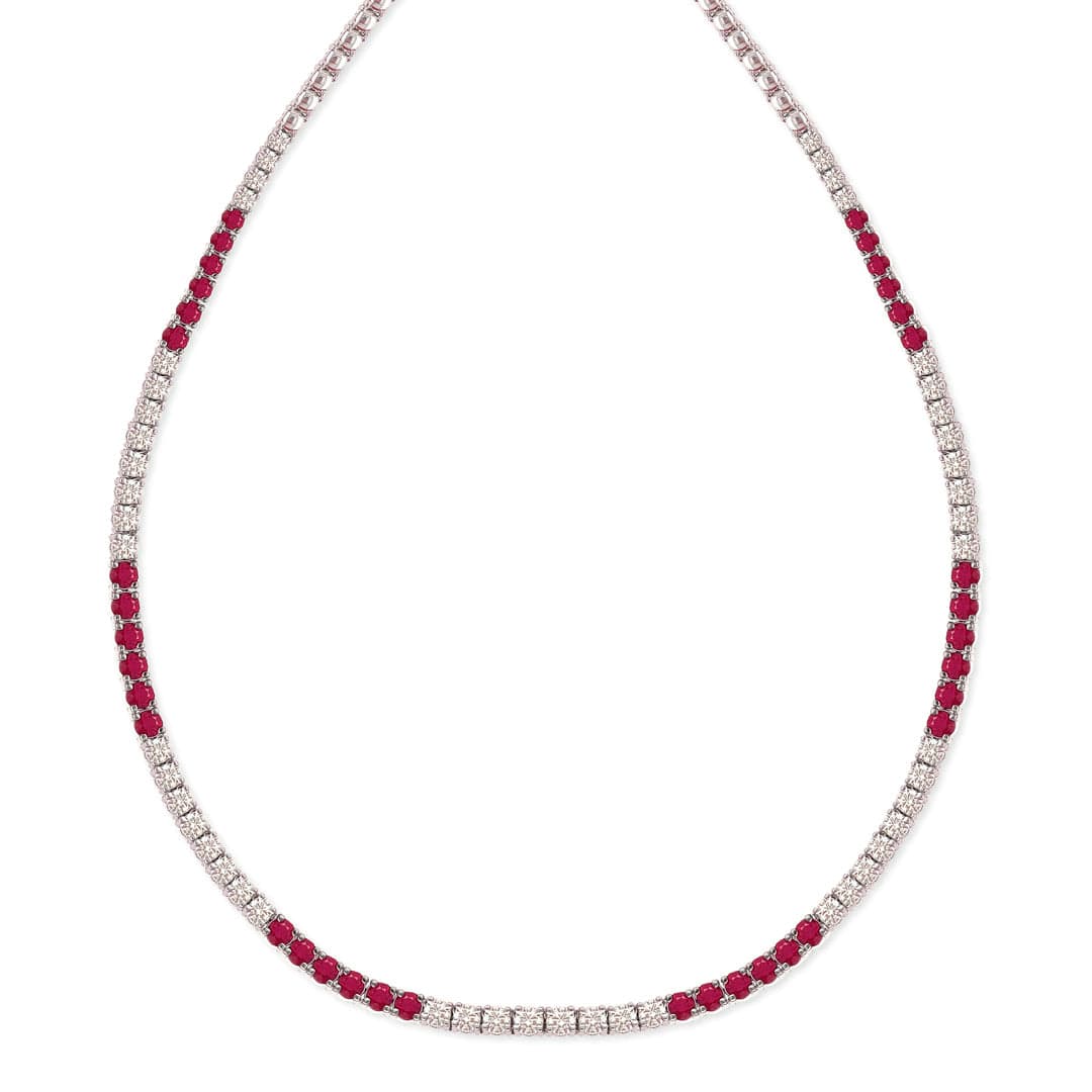 M.Fitaihi Everyday Sparkle - Diamond And Ruby Necklace - M.Fitaihi