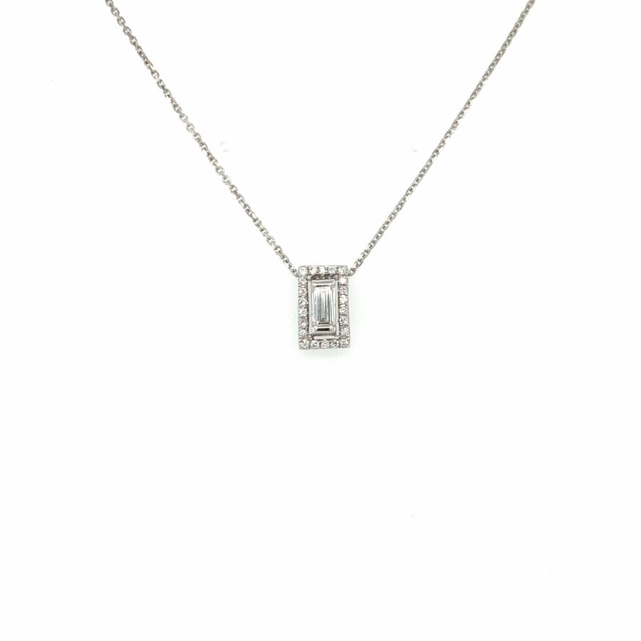 M.Fitaihi Everyday Sparkle - White Gold with Diamonds & Baguette Necklace - M.Fitaihi