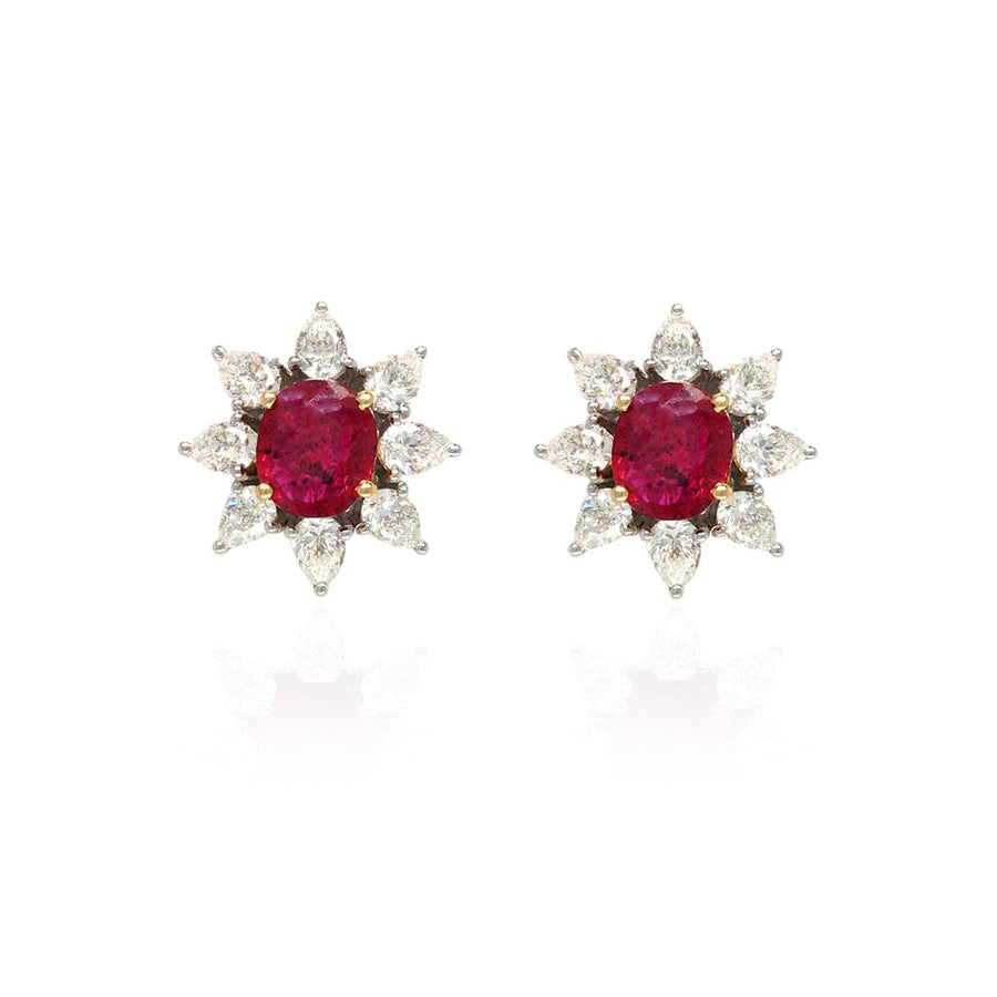 M.Fitaihi Forever Yours - White Gold with Diamond And Ruby Earring - M.Fitaihi