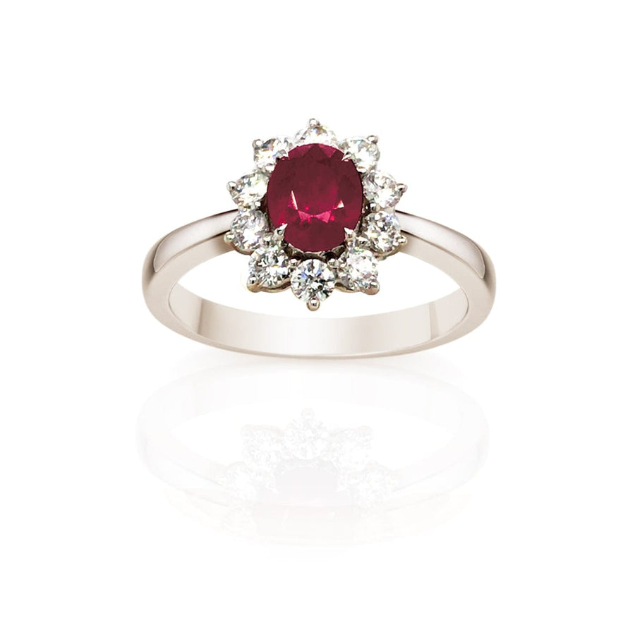 M.Fitaihi Forever Yours - White Gold with Diamond And Ruby Ring - M.Fitaihi