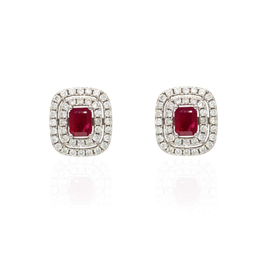 M.Fitaihi Forever Yours - White Gold with Diamonds and Ruby Earrings - M.Fitaihi