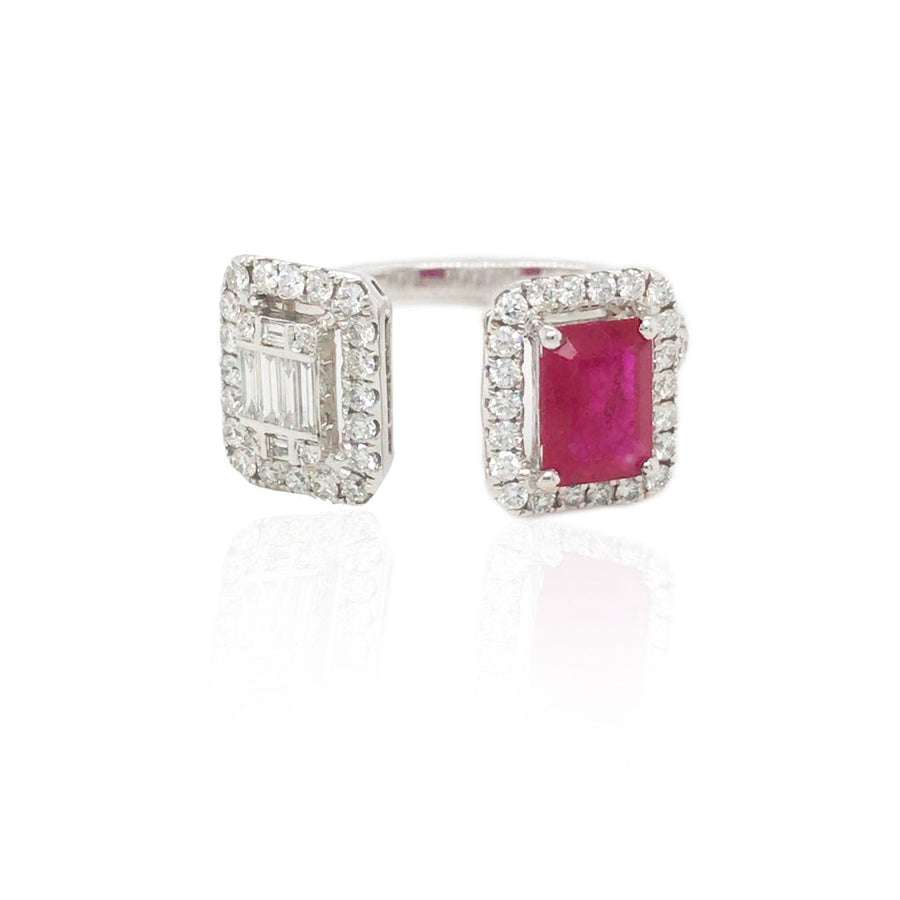 M.Fitaihi Forever Yours - white Gold with Diamonds And Ruby Ring - M.Fitaihi