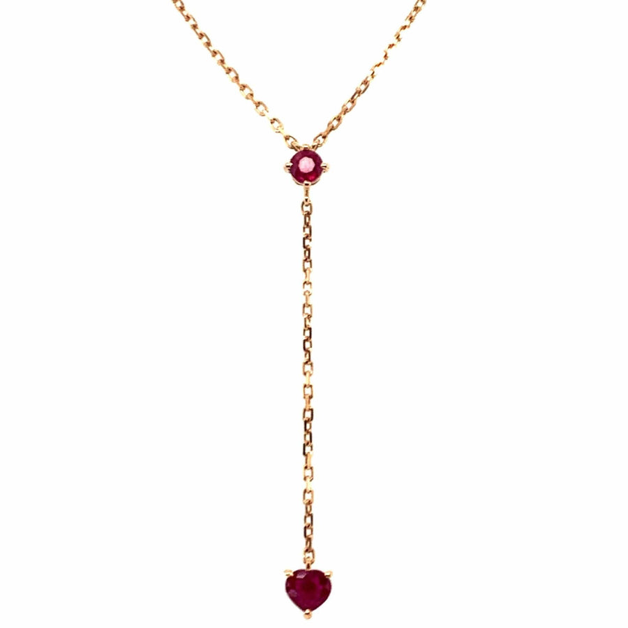 M.Fitaihi Forever Yours - Yellow Gold with Ruby Chain Drop Necklace - M.Fitaihi