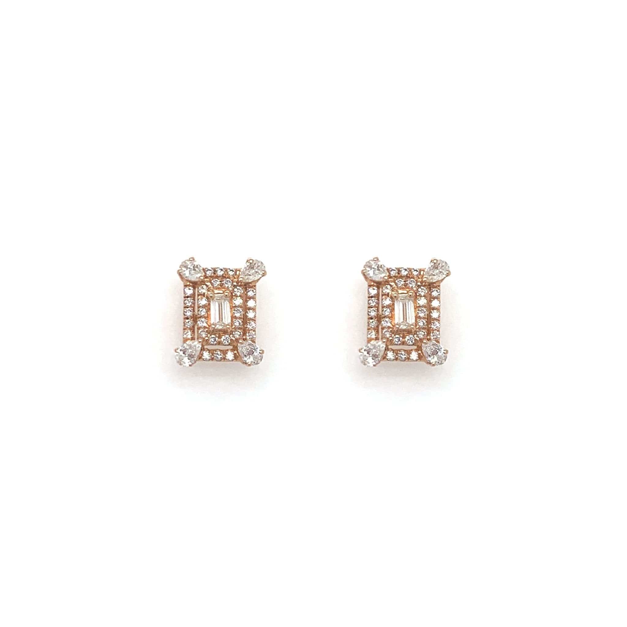 M.Fitaihi Timeless Baguette - Rose Gold Square Earrings - M.Fitaihi