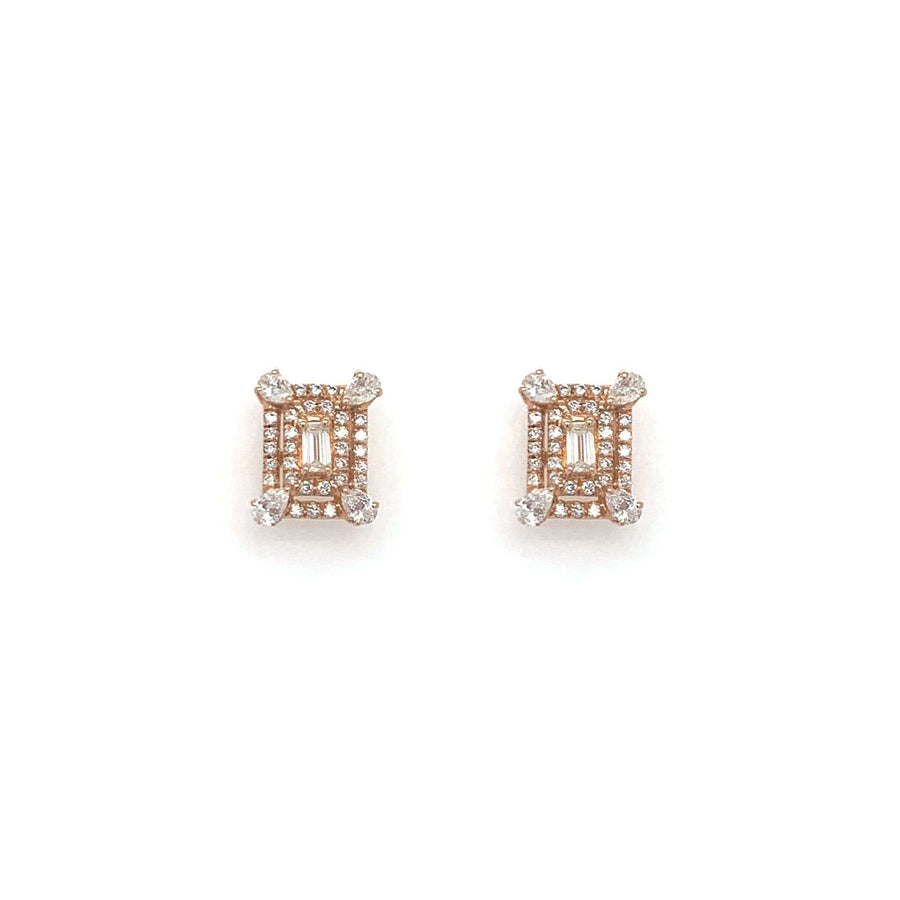 M.Fitaihi Timeless Baguette - Rose Gold Square Earrings - M.Fitaihi