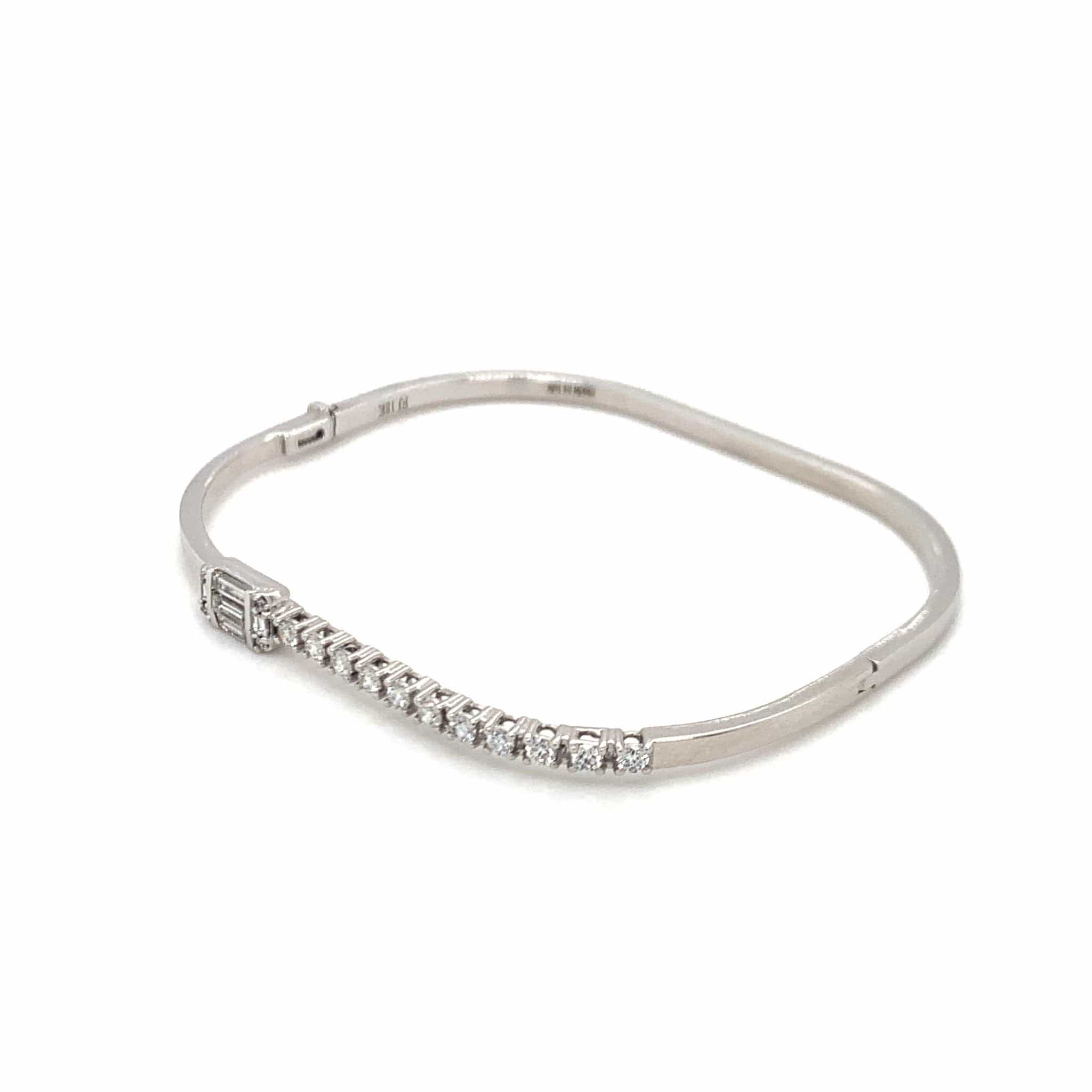 M.Fitaihi Timeless Baguette - White Gold Bangle - M.Fitaihi
