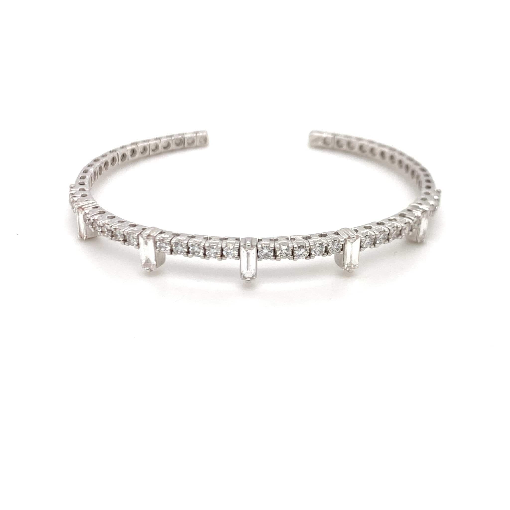 M.Fitaihi Timeless Baguette - White Gold Bangle - M.Fitaihi