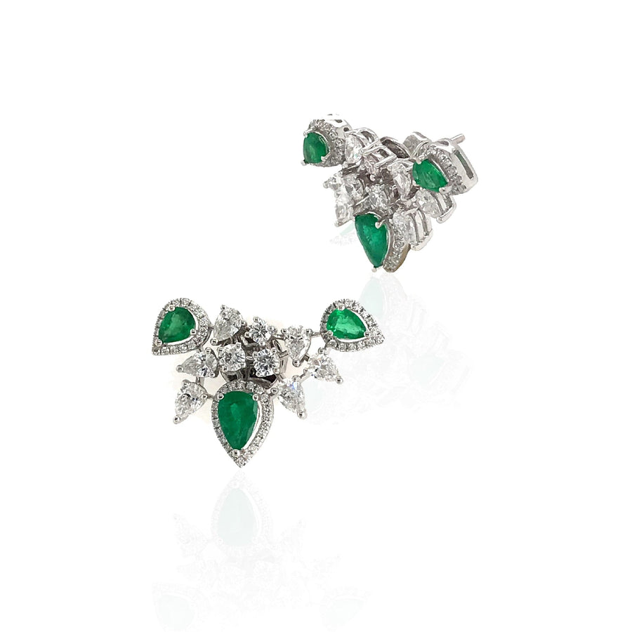 M.Fitaihi Timeless Baguette - White Gold with Emerald Diamond Earrings - M.Fitaihi