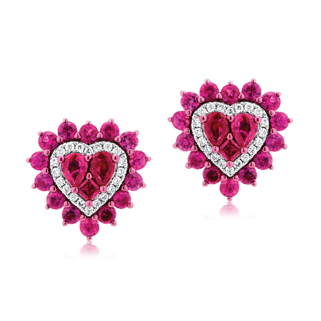Ruby Heart Earrings - M.Fitaihi