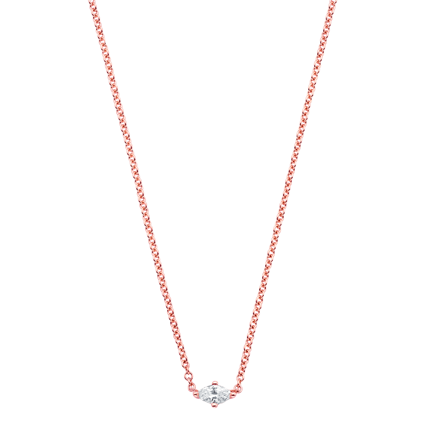 Sara Weinstock Rose Gold Dujour Marquis Single Diamond Necklace - M.Fitaihi