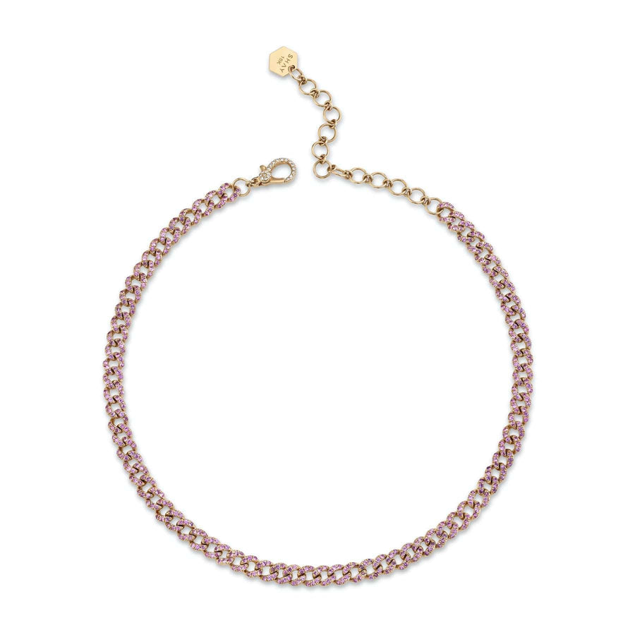 Shay Jewelry Pink Sapphire Mini Pave Link Chocker - M.Fitaihi