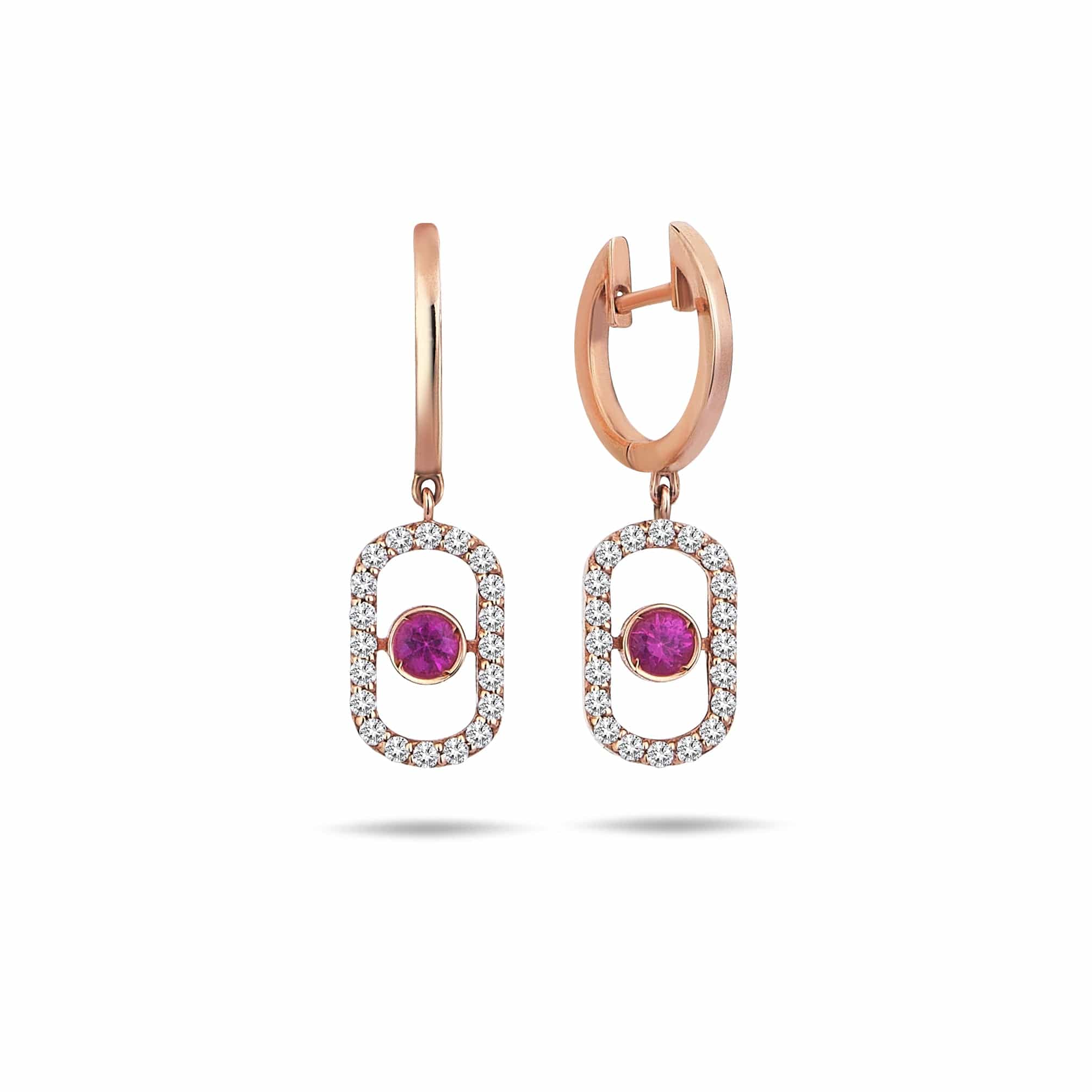 Sim & Roz Rose Gold Orb Earring With Pink Sapphires - M.Fitaihi