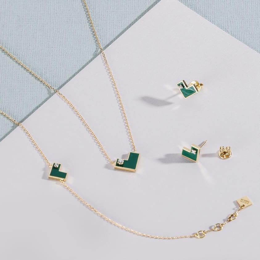 Sumaya Bakkar Heart Of Gold Earring - Green - M.Fitaihi